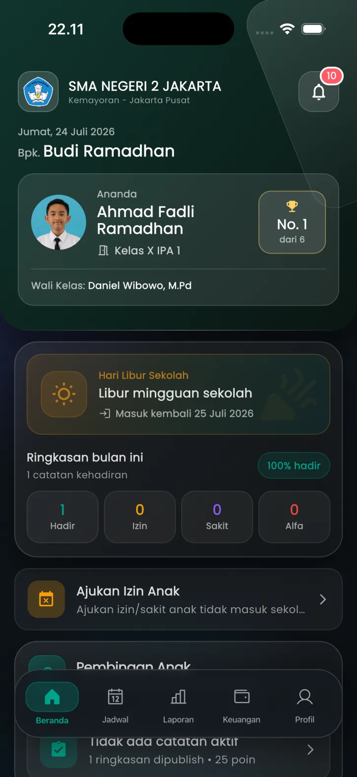 Portal orang tua School Hub